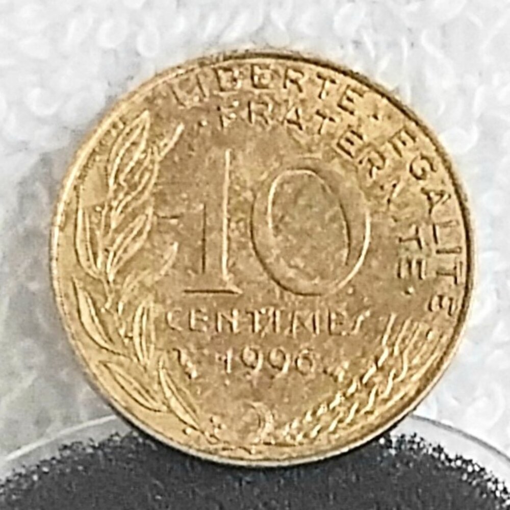 Circulated 1996 France 10 Centimes Coin Made of Copper/Aluminum/Nickel!!